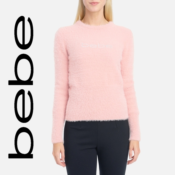 bebe Sweaters - Pink Fuzzy Yarn bebe sweater size S